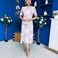 Whitney Crew Neck Floral Crochet Midi Dress Pink