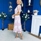 Whitney Crew Neck Floral Crochet Midi Dress Pink