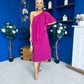 Morgan One Shoulder Cape Detail Midi Dress Berry