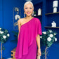 Morgan One Shoulder Cape Detail Midi Dress Berry