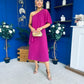 Morgan One Shoulder Cape Detail Midi Dress Berry