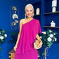 Morgan One Shoulder Cape Detail Midi Dress Berry