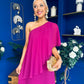 Morgan One Shoulder Cape Detail Midi Dress Berry