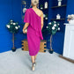 Morgan One Shoulder Cape Detail Midi Dress Berry