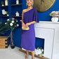 Morgan One Shoulder Cape Detail Midi Dress Violet