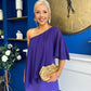 Morgan One Shoulder Cape Detail Midi Dress Violet