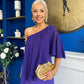 Morgan One Shoulder Cape Detail Midi Dress Violet