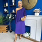 Morgan One Shoulder Cape Detail Midi Dress Violet