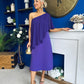 Morgan One Shoulder Cape Detail Midi Dress Violet