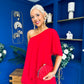 Morgan One Shoulder Cape Detail Midi Dress Red