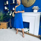 Morgan One Shoulder Cape Detail Midi Dress Cobalt