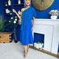 Morgan One Shoulder Cape Detail Midi Dress Cobalt