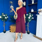 Morgan One Shoulder Cape Detail Midi Dress Burgundy