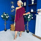 Morgan One Shoulder Cape Detail Midi Dress Burgundy