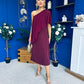 Morgan One Shoulder Cape Detail Midi Dress Burgundy