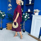 Morgan One Shoulder Cape Detail Midi Dress Burgundy