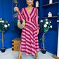 Ciara Striped Detail Midi Dress Ruby Cerise