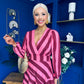 Ciara Striped Detail Midi Dress Ruby Cerise