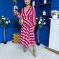 Ciara Striped Detail Midi Dress Ruby Cerise