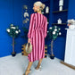 Ciara Striped Detail Midi Dress Ruby Cerise