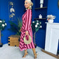 Ciara Striped Detail Midi Dress Ruby Cerise
