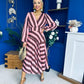 Ciara Striped Detail Midi Dress Coco Blush