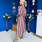 Ciara Striped Detail Midi Dress Coco Blush