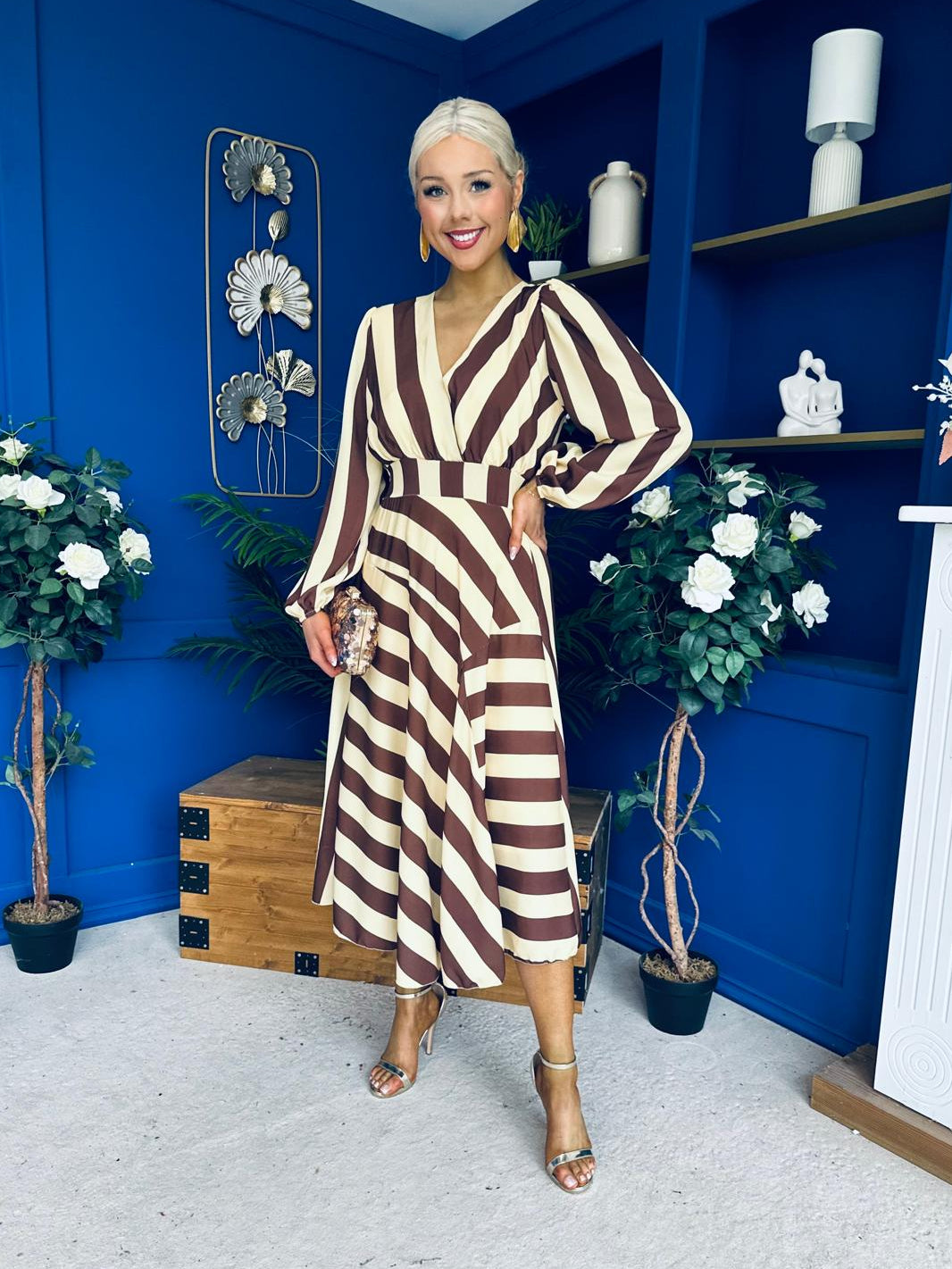 Ciara Striped Detail Midi Dress Coco Yellow