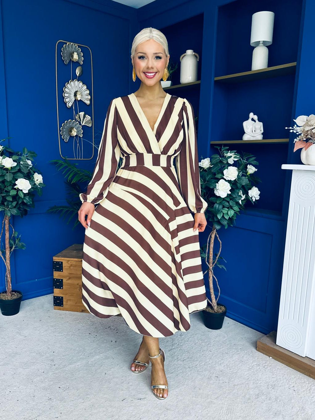 Ciara Striped Detail Midi Dress Coco Yellow