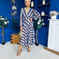 Ciara Striped Detail Midi Dress Coco Blue