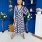 Ciara Striped Detail Midi Dress Coco Blue