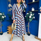 Ciara Striped Detail Midi Dress Coco Blue