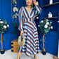 Ciara Striped Detail Midi Dress Coco Blue