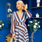 Ciara Striped Detail Midi Dress Coco Blue