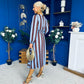 Ciara Striped Detail Midi Dress Coco Blue