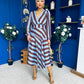 Ciara Striped Detail Midi Dress Coco Blue