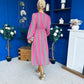Ciara Striped Detail Midi Dress Khaki Fuchsia