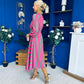 Ciara Striped Detail Midi Dress Khaki Fuchsia