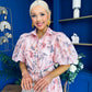 Siera Puff Sleeve Occasion Shirt Dress Floral Pink