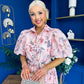Siera Puff Sleeve Occasion Shirt Dress Floral Pink