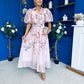 Siera Puff Sleeve Occasion Shirt Dress Floral Pink