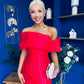 Dana One Shoulder Occasion Dress Red