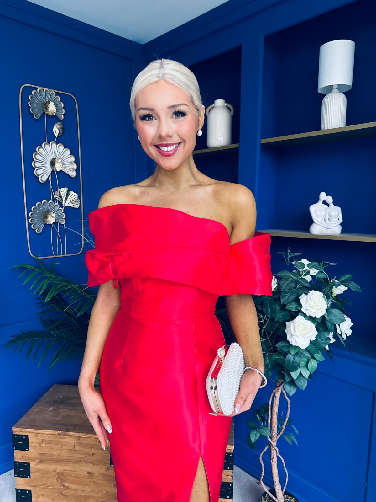 Dana One Shoulder Occasion Dress Red