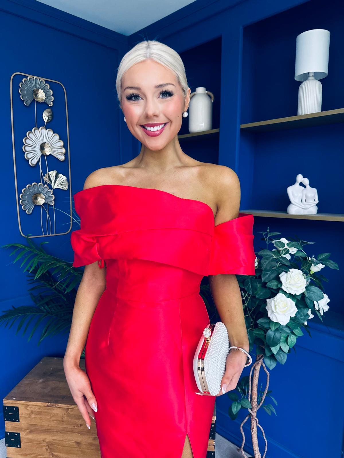 Dana One Shoulder Occasion Dress Red