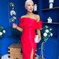 Dana One Shoulder Occasion Dress Red