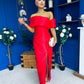 Dana One Shoulder Occasion Dress Red