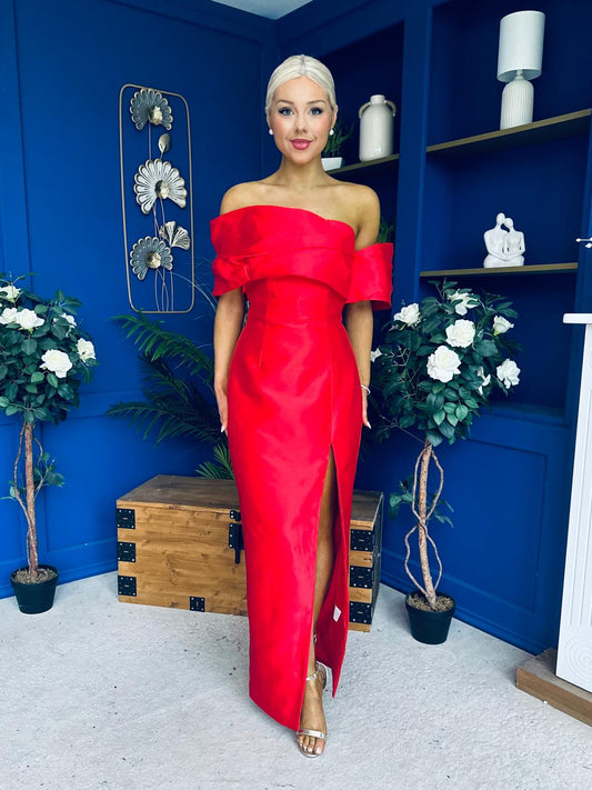 Dana One Shoulder Occasion Dress Red
