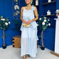 Frida Drap Detail Occasion Dress Blue