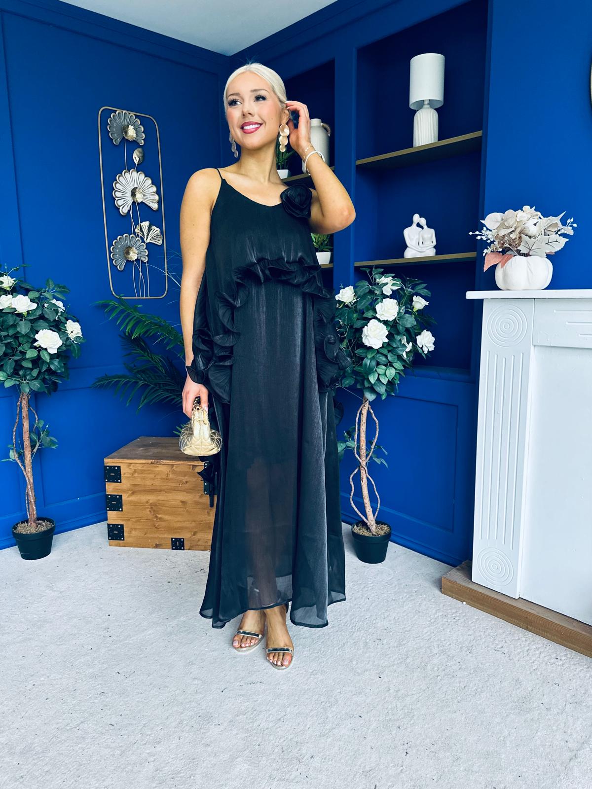 Frida Drap Detail Occasion Dress Black