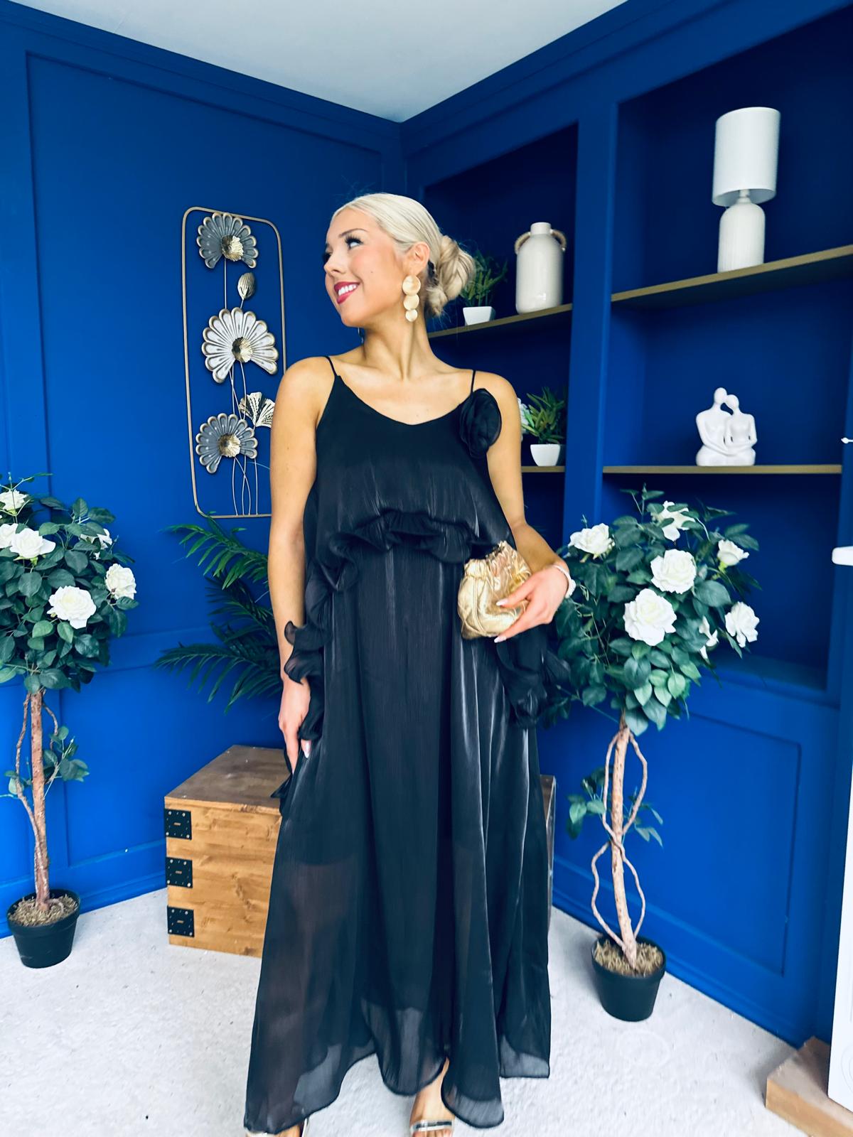 Frida Drap Detail Occasion Dress Black